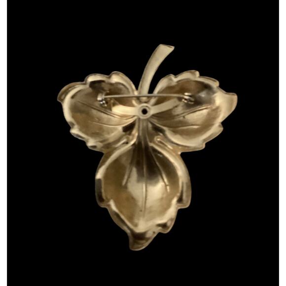Vintage Oak Leaf Brooch Pin 2.5" Wide Gold Tone Unsigned - Picture 5 of 6